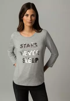 Топ с длинными рукавами WITH SEQUIN-EMBELLISHMENT More & More, серый