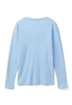 Топ с длинными рукавами WITH V-NECK United Colors of Benetton, синий