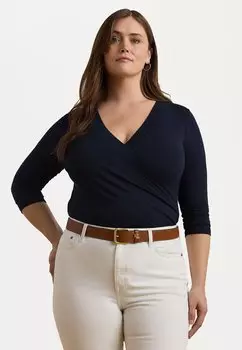 Топ с длинными рукавами WRAP STYLE JERSEY TOP Lauren Ralph Lauren Woman, темно-синий