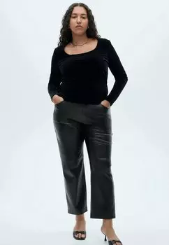 Топ с длинными рукавами XSOUFFLE Mango, черный