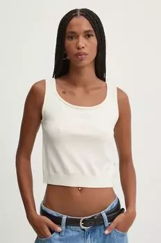 Топ с добавлением шелка Guess Jeans, бежевый