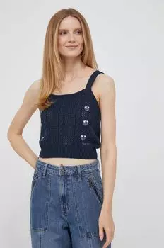 Топ с добавлением шерсти Emalynn Pepe Jeans, темно-синий