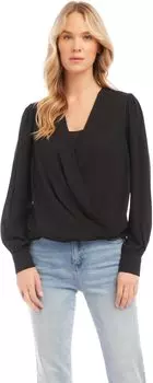 Топ с драпировкой спереди Karen Kane, черный