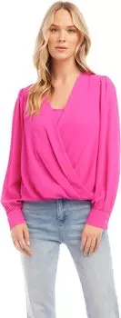 Топ с драпировкой спереди Karen Kane, ярко-розовый