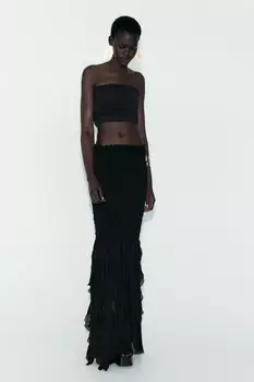 Топ с драпировкой ZARA, черный