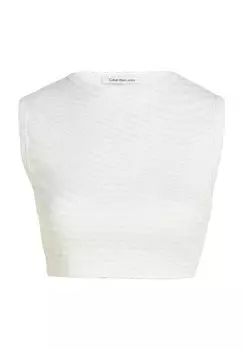 Топ с фирменным принтом по всей поверхности, круглый вырез, для женщин Calvin Klein Jeans, цвет Warp Logo Aop