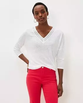 Топ с французскими рукавами и V-образным вырезом Phase Eight, белый
