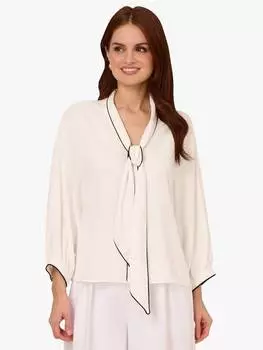 Топ с галстуком-бабочкой на шее большого размера Adrianna Papell, цвет Ivory/Black