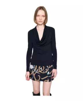 Топ с глубоким V образным вырезом и длинными рукавами Silvian Heach, черный