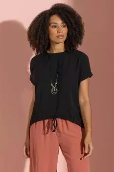 Топ с глубоким вырезом и колье Klass., черный