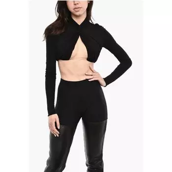 Топ с глубоким вырезом с перекрещивающимися рукавами Dsquared2, Black