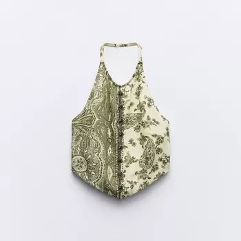 Топ с горловиной халтер и бусинами Zara, мультиколор