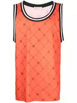 Топ с графичным принтом Marni, оранжевый