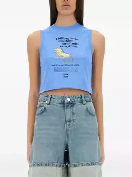 Топ с графичным принтом MOSCHINO JEANS, синий