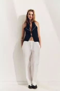 Топ с халтером и завязками ZARA, темно-синий