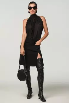 Топ с халтером и завязкой x stefano pilati ZARA, черный