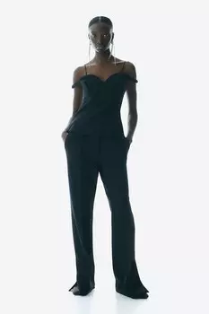 Топ с холодными плечами H&M, черный