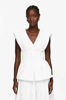Топ с кантом и подолом-пузырьком Arket, белый