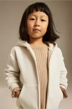 Топ с капюшоном и молнией H&M, бежевый