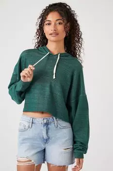 Топ с капюшоном и приспущенными рукавами Forever 21, бирюзовый