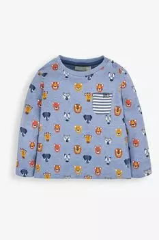 Топ с карманами и принтом в виде головы JoJo Maman Bb Safari Jojo Maman Bb, синий