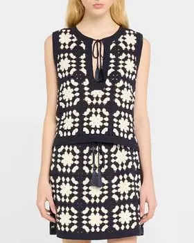 Топ с кисточками крючком FRAME, цвет Navy Multi