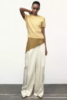 Топ с клещами 100% шерсть ZARA, средне-желтый