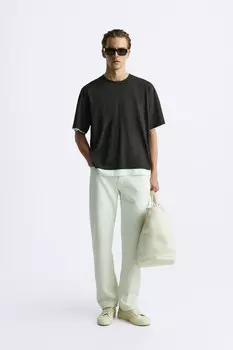 Топ с контрастным подолом ZARA, темно-зеленый