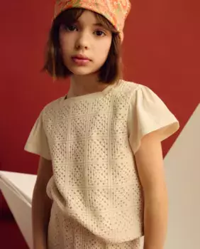 Топ с коротким рукавом для девочек Coconut El Corte Ingls, цвет 120 Crudo