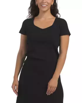 Топ с коротким рукавом и вырезом в форме сердца Elie Tahari, цвет Noir