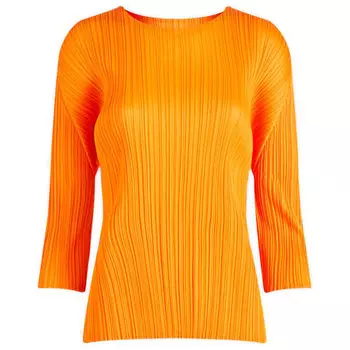 Топ с коротким рукавом Pleats Please Issey Miyake, оранжевый