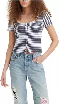Топ с короткими рукавами Brit Snap Front Levi's, цвет Sade Stripe Cloud Dancer