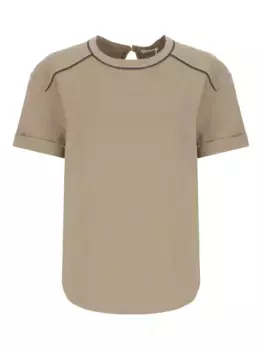 Топ с короткими рукавами Brunello Cucinelli, нейтральный