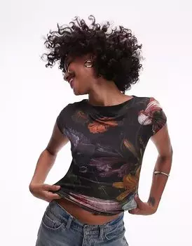 Топ с короткими рукавами, чёрный, с графической лицензией Topshop, Национальная галерея Якоба ван Вальскапеля