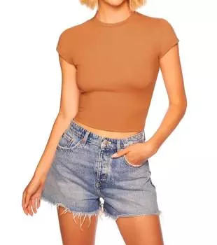 Топ с короткими рукавами цвета карамели Susana Monaco, цвет caramel