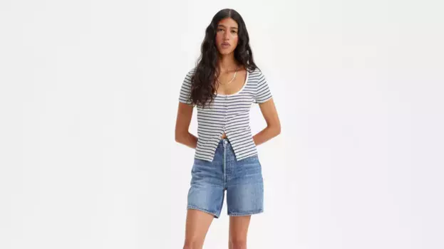 Топ с короткими рукавами и кнопками спереди Levi's, синий