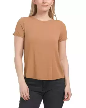 Топ с короткими рукавами и круглым вырезом Tahari, цвет Chipmunk