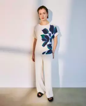 Топ с короткими рукавами и круглым вырезом Woman El Corte Ingls, синий