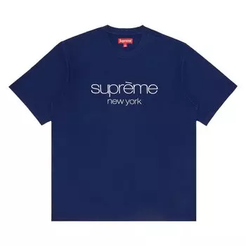 Топ с короткими рукавами и логотипом Supreme Classic, темно-синий