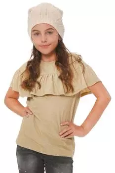 Топ с короткими рукавами и оборками для больших девочек Truly Me, золотой