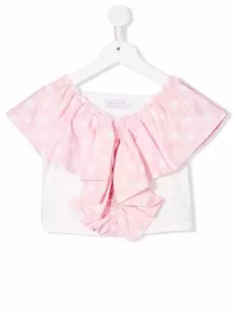 Топ с короткими рукавами и оборками Monnalisa, розовый