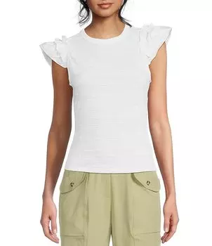 Топ с короткими рукавами и овальным вырезом Love & Piece, белый