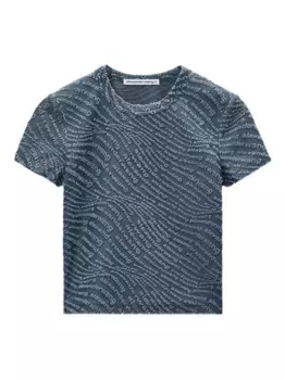 Топ с короткими рукавами и тисненым логотипом Alexander Wang, синий