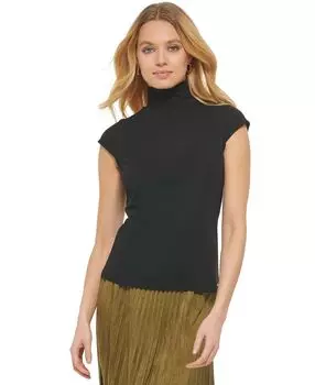 Топ с короткими рукавами и воротником-стойкой DKNY, черный