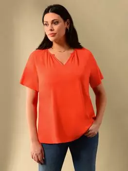 Топ с короткими рукавами и вырезом Live Unlimited Curve, красный