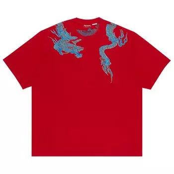 Топ с короткими рукавами и запахом Supreme Dragon, красный