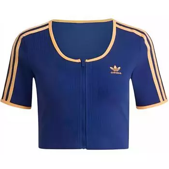 Топ с короткими рукавами и застежкой-молнией Adidas Originals, синий