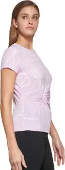 Топ с короткими рукавами и завязкой по бокам DKNY, цвет Pink Lavender/Parchment