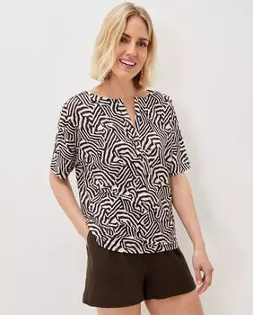 Топ с короткими рукавами и зебровым принтом Phase Eight, мультиколор