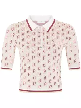 Топ с короткими рукавами и жаккардовой монограммой Rabanne, нейтральный